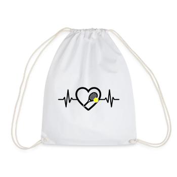 Tennis Heart Racket Ball Sports Passion - Drawstring Bag - white - Front