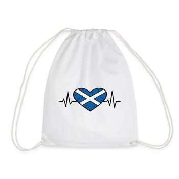 Scotland Flag Heartbeat Line Scottish Pride Art - Drawstring Bag - white - Front