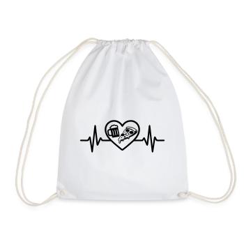 Heart Pizza Beer - Drawstring Bag - white - Front