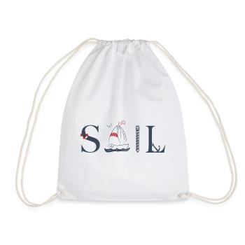SAIL – Maritimes Typografie Design - Turnbeutel - Weiß - Vorne