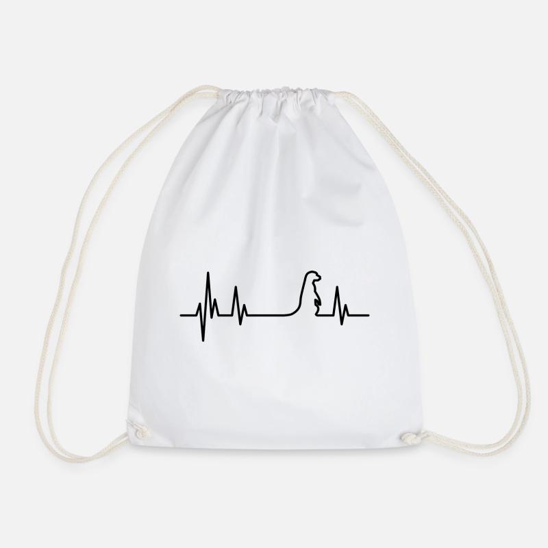 Erdmännchen Heartbeat schwarz - Turnbeutel - Weiß