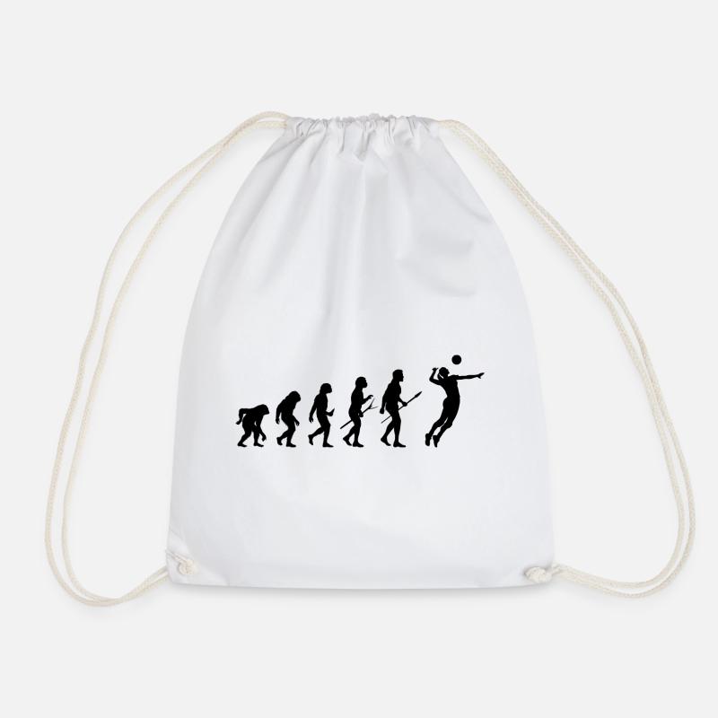 volleyball evolution - Drawstring Bag - white