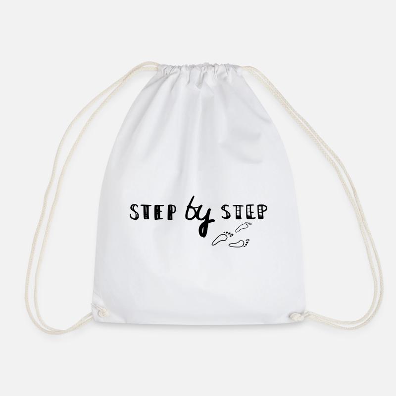 step by step - Drawstring Bag - white