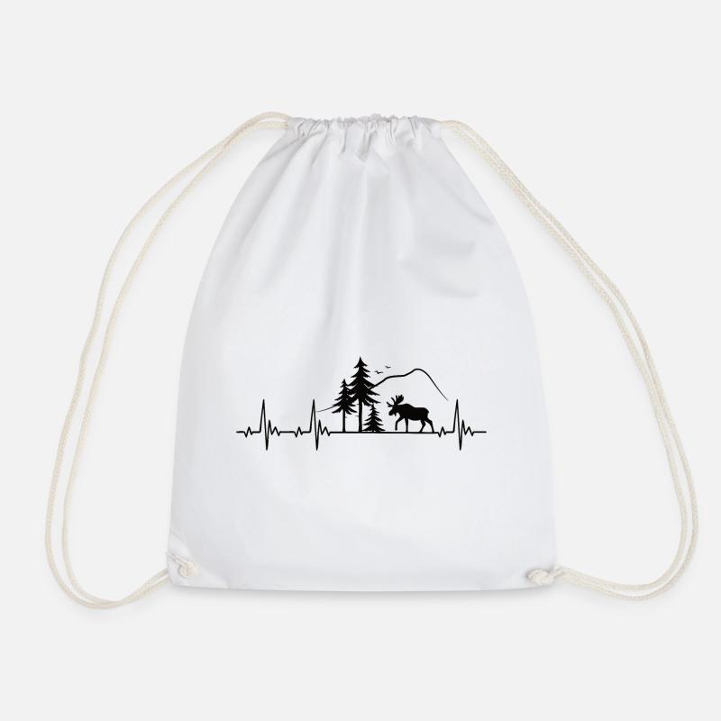 Elch Heartbeat Geschenk - Turnbeutel - Weiß