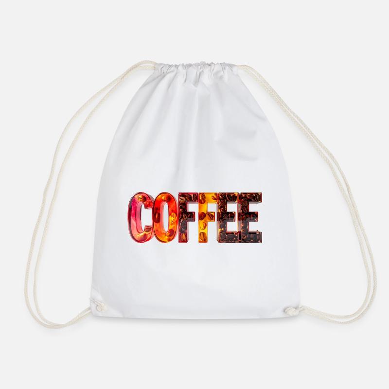 COFFEE – Glasbuchstaben mit Kaffeebohnen - Turnbeutel - Weiß