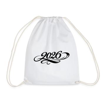 2026 year - Drawstring Bag - white - Front