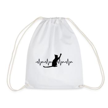 ECG du chat Fréquence cardiaque Battement de cœur - Sac de sport léger - blanc - Devant