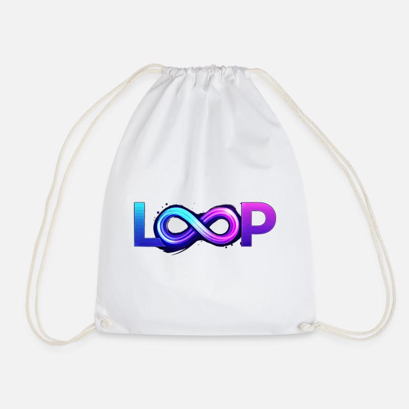 Neon Loop Infinity - Drawstring Bag - white