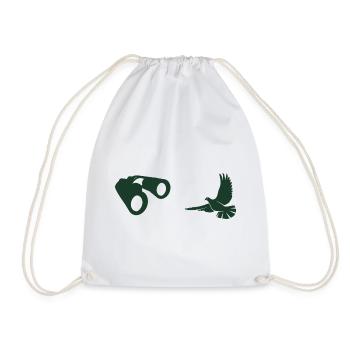 Minimalist Bird Watching Silhouette - Drawstring Bag - white - Front
