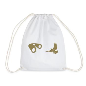 Minimalist Bird Watching Silhouette - Drawstring Bag - white - Front