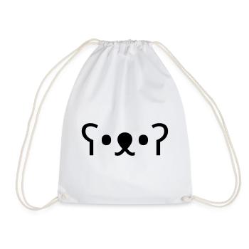 Kuma Bear ʕ•ᴥ•ʔ Cute Bear Emoticon - Drawstring Bag - white - Front
