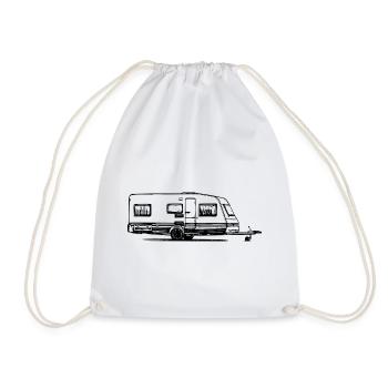 Caravan Camper Camping black - Drawstring Bag - white - Front