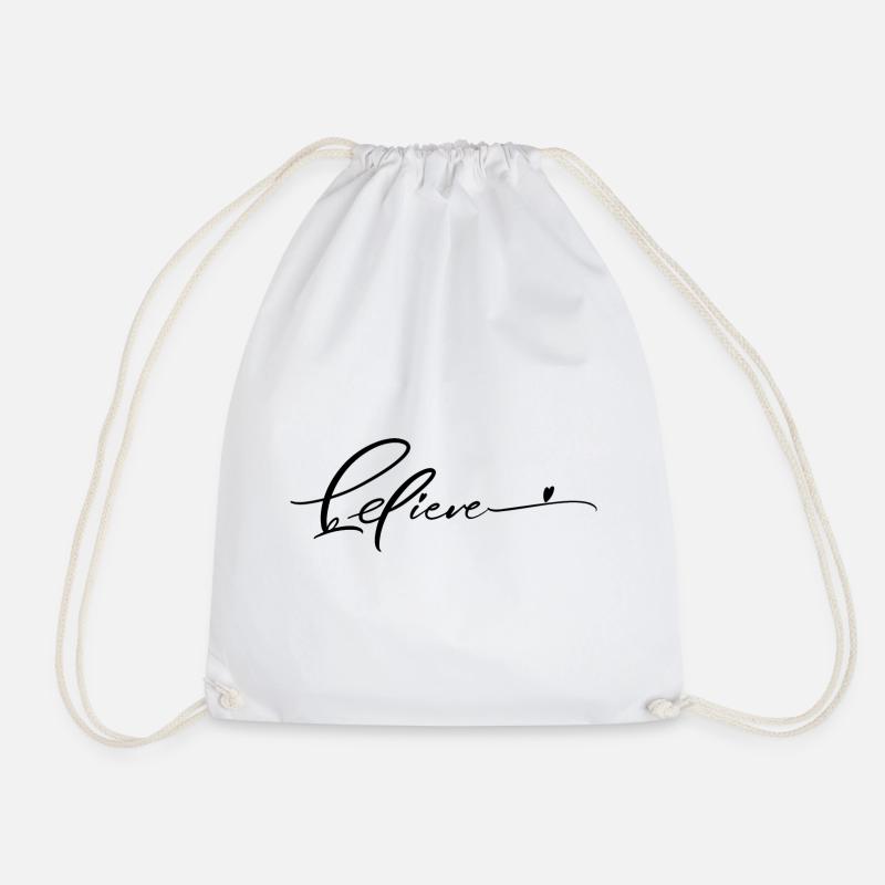 Believe - Drawstring Bag - white