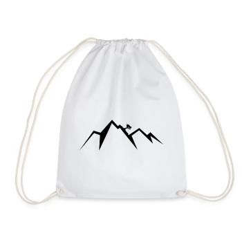 Skiers in mountain scenery - Drawstring Bag - white - Front