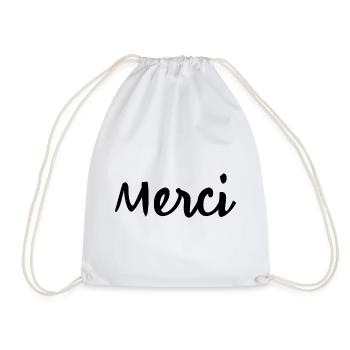 THANK YOU. THANKS. ANNIVERSARY. BIRTH. RETIREMENT. - Drawstring Bag - white - Front