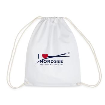 Ich liebe die Nordsee ... Golf von Ostfriesland - Turnbeutel - Weiß - Vorne