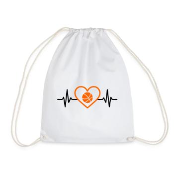 Basketball Heart in Minimalist Style - Drawstring Bag - white - Front