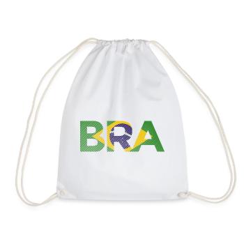 BRA Brazil Flag Stripe Football Shirt - Drawstring Bag - white - Front