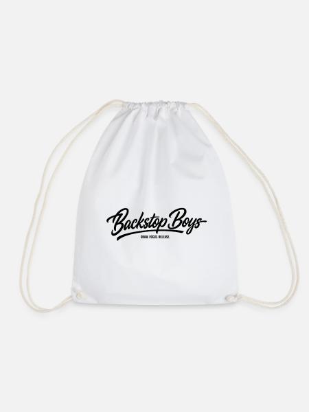 Backstop Boys Retro Script - Drawstring Bag - white