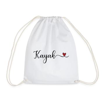 Cute Kayak Heart Design - Drawstring Bag - white - Front