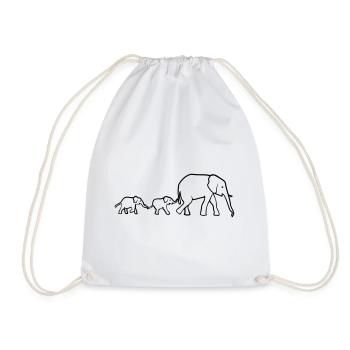 Elephant mother and baby elephants - Drawstring Bag - white - Front