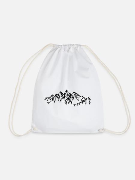Mountains Black silhouettes in the fog - Drawstring Bag - white