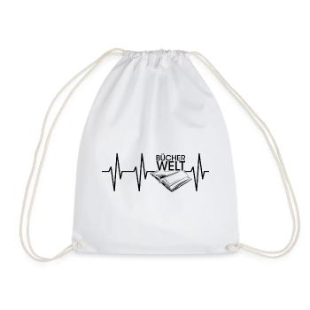 Heartbeat Book World Book Pulse Reading Reader Icon - Drawstring Bag - white - Front