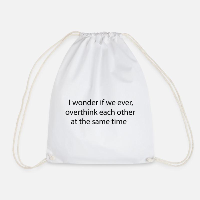 Statement lettering Overthinking - Drawstring Bag - white