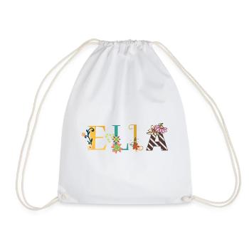 Illustration du nom ELLA avec des fleurs brodées - Sac de sport léger - blanc - Devant