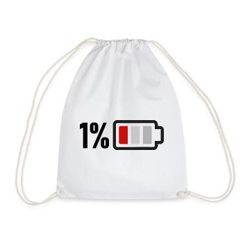 Low battery - Drawstring Bag - white - Front
