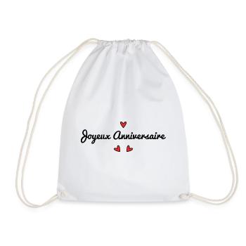 JOYEUX ANNIVERSAIRE. HAPPY BIRTHDAY. COEUR. I LOVE - Sac de sport léger - blanc - Devant