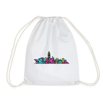 Valencia City Skyline Arts and Sciences Line Art - Drawstring Bag - white - Front