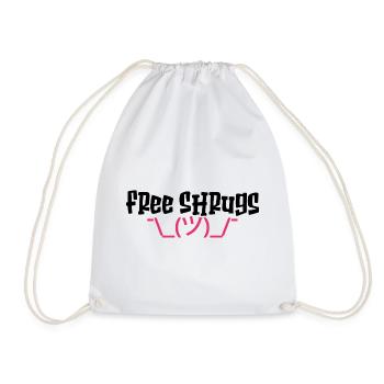 Free Shrugs Funny Sarcastic Quote - Drawstring Bag - white - Front