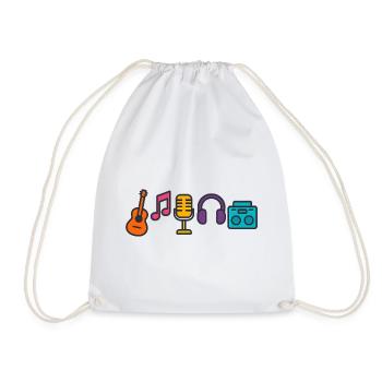 Music Passion Sound Waves Design Gift - Drawstring Bag - white - Front