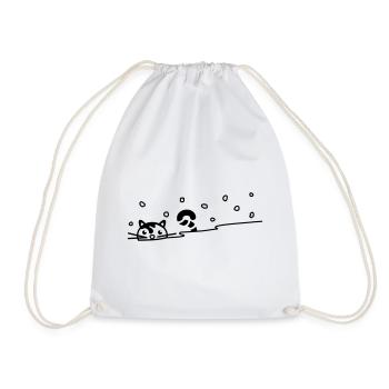 Cute cat in the snow - Drawstring Bag - white - Front