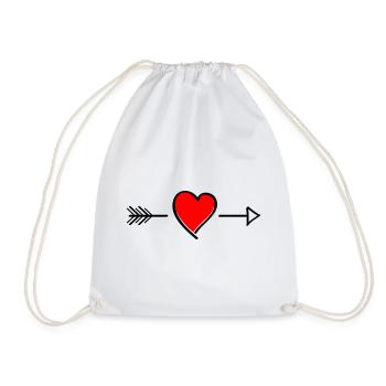 Heart contrast on black - Drawstring Bag - white - Front