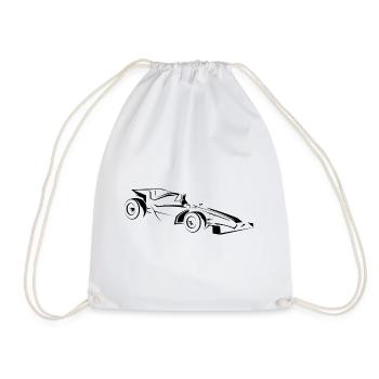 Minimalist Racing Car Line Art - Drawstring Bag - white - Front