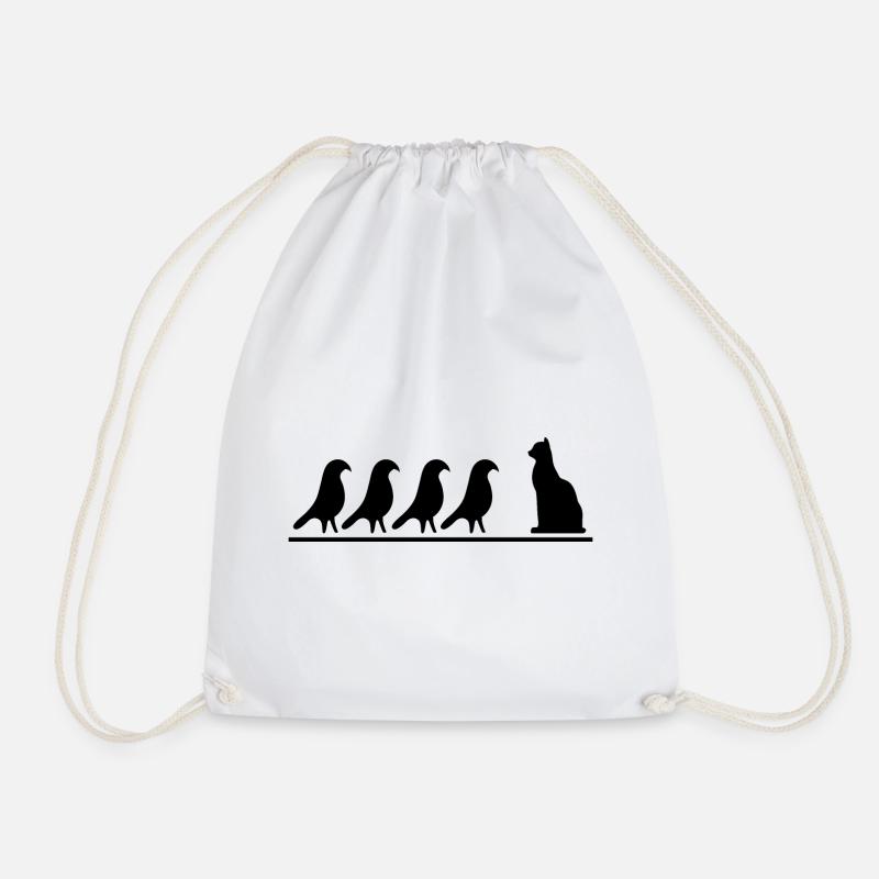 wüste agyptische hyroglyphen "vögel und katze" - Turnbeutel - Weiß