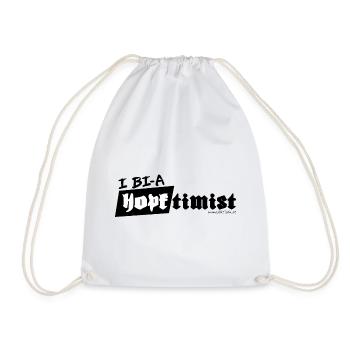 i bi a hopftimist - i am an - optimist, - Drawstring Bag - white - Front