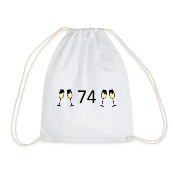 74th Birthday 74 Years Anniversary 74 Number 74 Black - Drawstring Bag - white - Front
