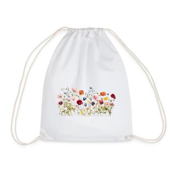 Prairie de fleurs sauvages – Fleurs d’aquarelle naturelles - Sac de sport léger - blanc - Devant