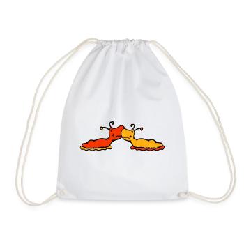 2 snails kiss two slugs couple love - Drawstring Bag - white - Front