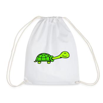 turtle cute smiling happy funny - Drawstring Bag - white - Front