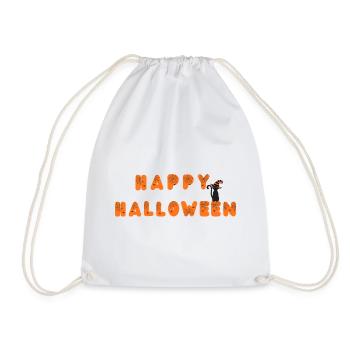 Happy Halloween Spinnennetz Schrift - Turnbeutel - Weiß - Vorne