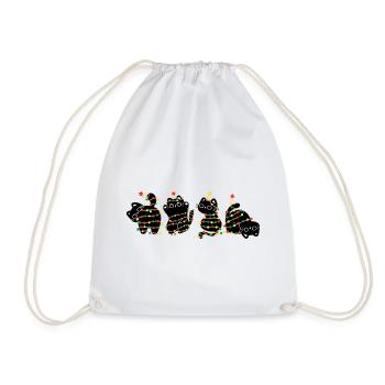  cat in christmas - Drawstring Bag - white - Front