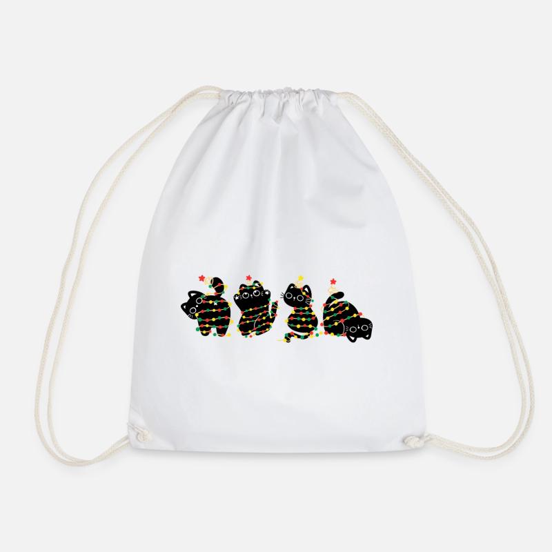 cat in christmas - Drawstring Bag - white