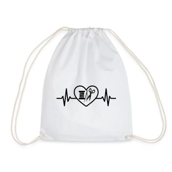 Bobine à coudre Aiguille Ciseaux Coeur - Sac de sport léger - blanc - Devant