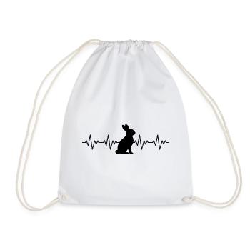 Rabbit Rabbit ECG Heartbeat - Drawstring Bag - white - Front