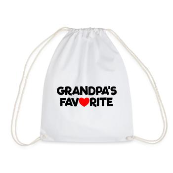 Favorite grandchild Red heart Grandpa's favorite - Drawstring Bag - white - Front