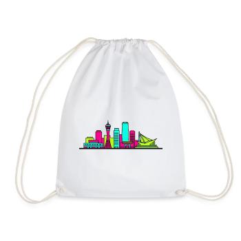 Kobe City Skyline Port Tower Modern Line Art - Drawstring Bag - white - Front